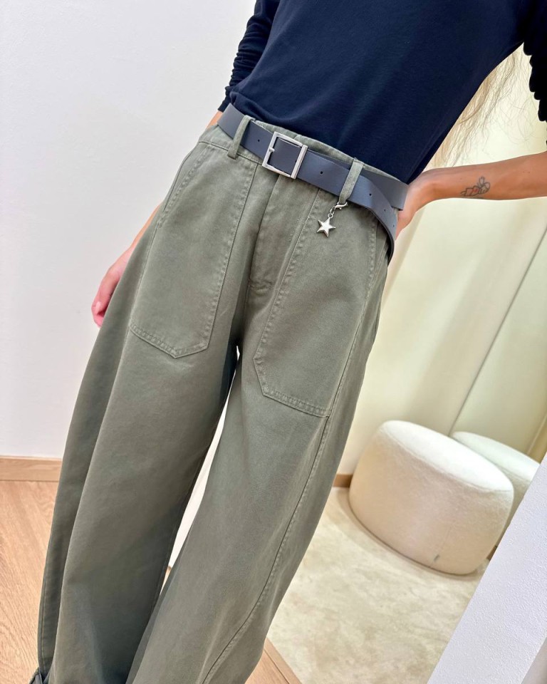 Pantalone cotone barrel militare con cintura Susy Mix Shop Online Pantalone cotone barrel militare con cintura Susy Mix