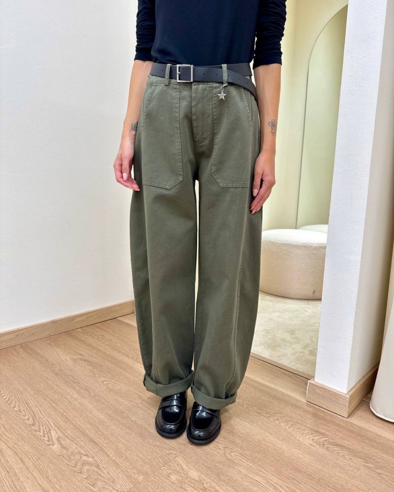 Pantalone cotone barrel militare con cintura Susy Mix Shop Online Pantalone cotone barrel militare con cintura Susy Mix