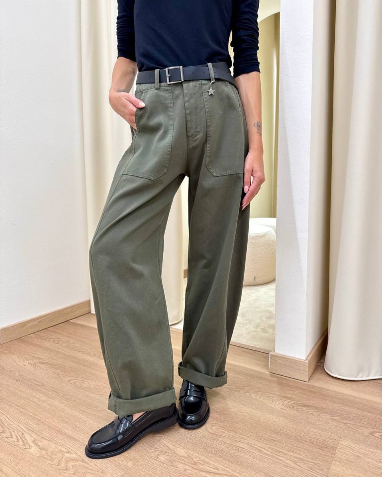 Pantalone cotone barrel militare con cintura Susy Mix Shop Online Pantalone cotone barrel militare con cintura Susy Mix