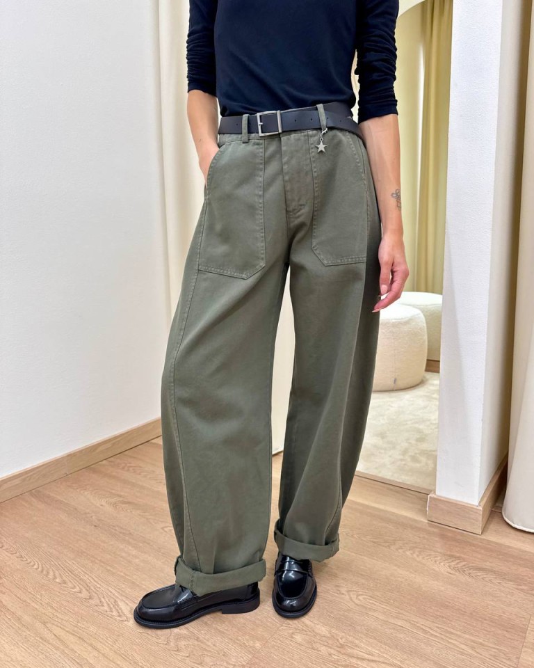 Pantalone cotone barrel militare con cintura Susy Mix Shop Online Pantalone cotone barrel militare con cintura Susy Mix