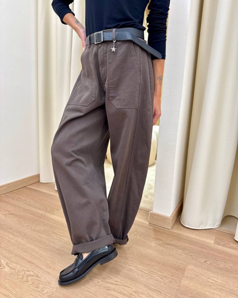 Pantalone cotone barrel moro con cintura Susy Mix Shop Online Pantalone cotone barrel moro con cintura Susy Mix