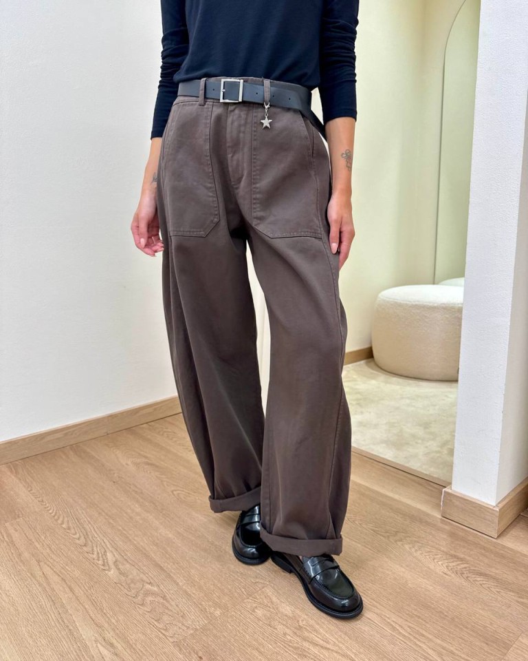 Pantalone cotone barrel moro con cintura Susy Mix Shop Online Pantalone cotone barrel moro con cintura Susy Mix