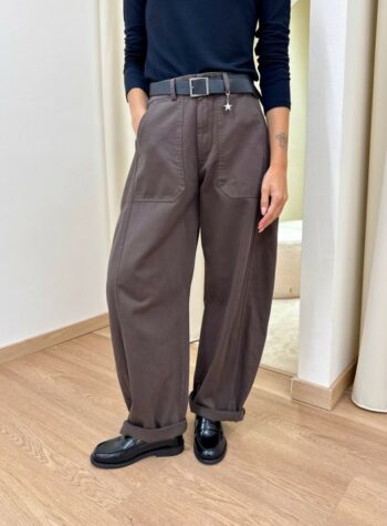 Shop Online Pantalone cotone barrel moro con cintura Susy Mix