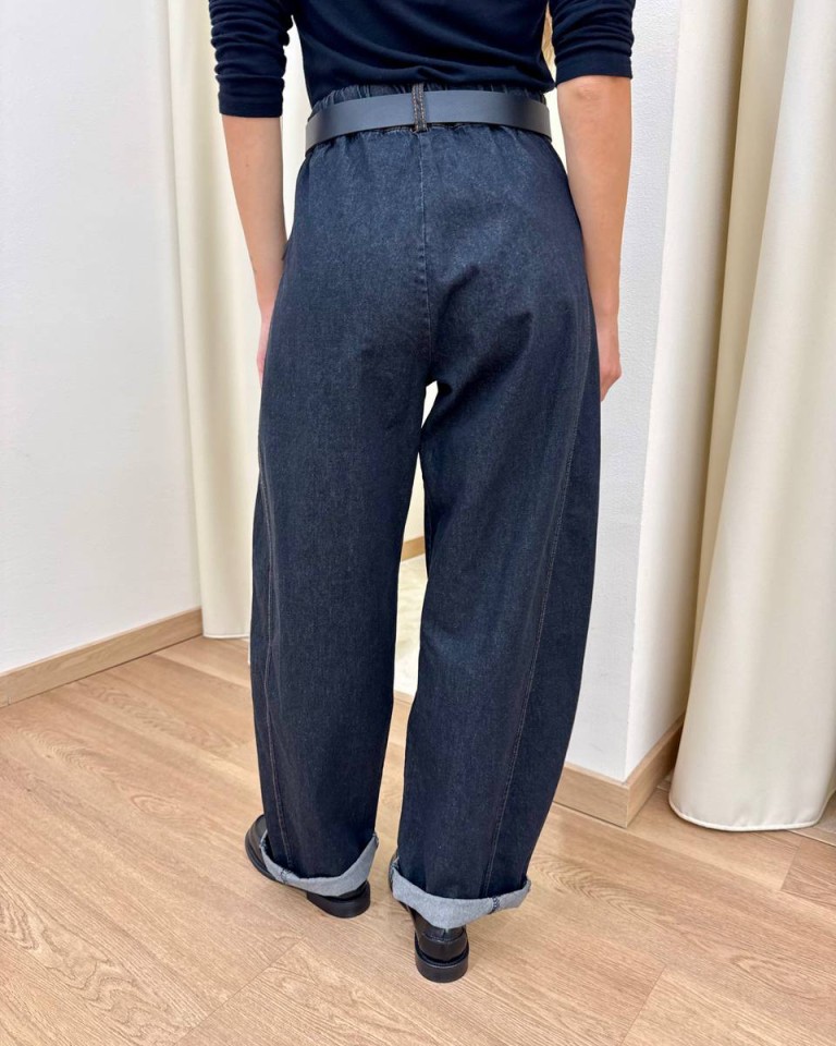 Pantalone denim barrel con cintura Susy Mix Shop Online Pantalone denim barrel con cintura Susy Mix
