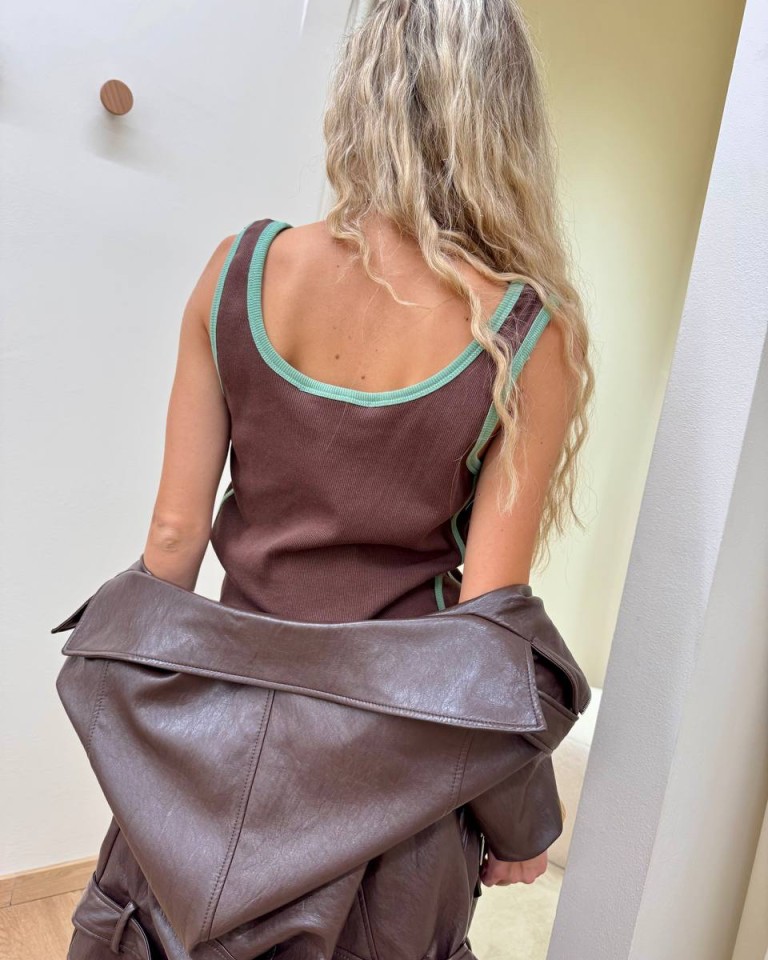 Canotta bordi a contrasto moro e salvia HaveOne Shop Online Canotta bordi a contrasto moro e salvia HaveOne
