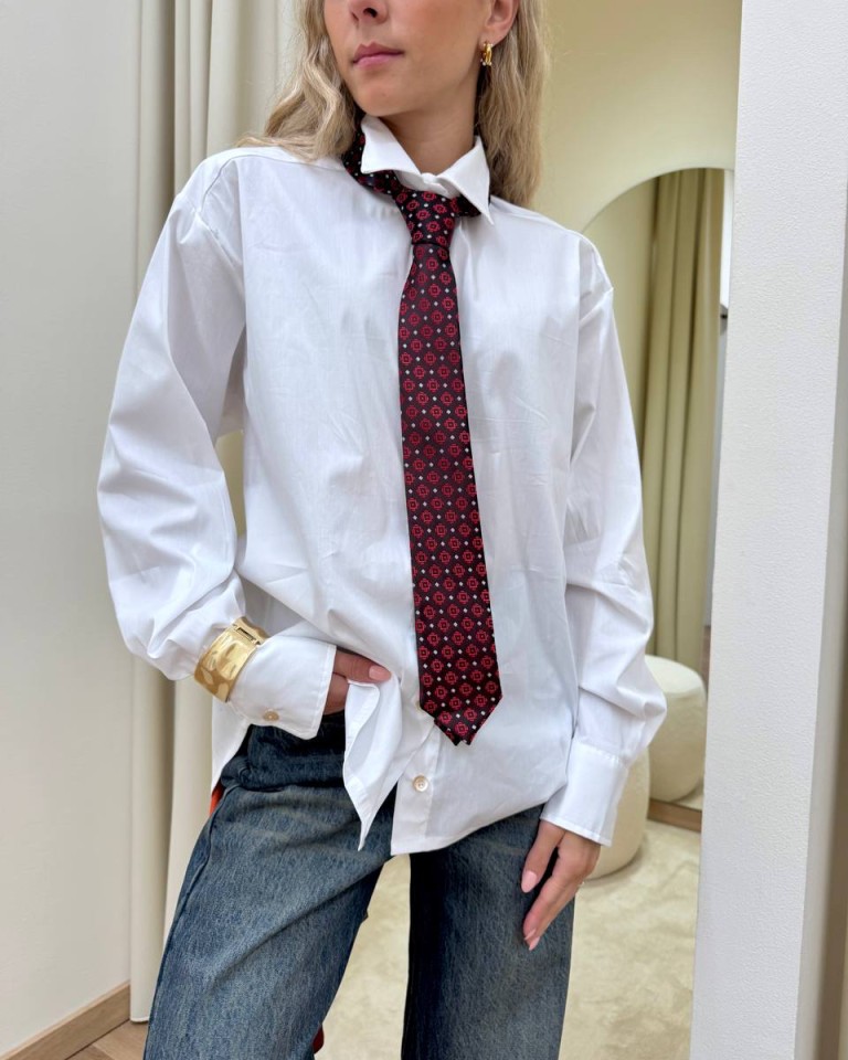 Camicia over bianca cravatta microfantasia Tensione In Shop Online Camicia over bianca cravatta microfantasia Tensione In