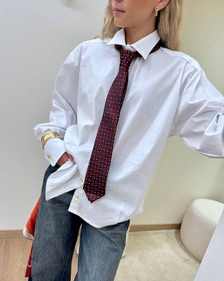Camicia over bianca cravatta microfantasia Tensione In Shop Online Camicia over bianca cravatta microfantasia Tensione In