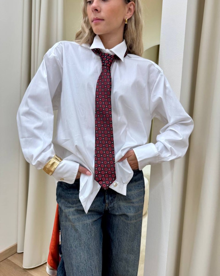 Camicia over bianca cravatta microfantasia Tensione In Shop Online Camicia over bianca cravatta microfantasia Tensione In