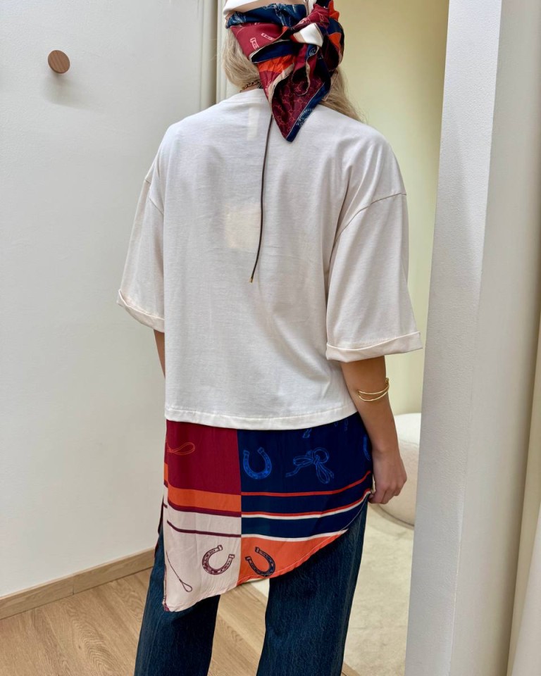 T-shirt burro inserto stampa equestrian Tensione In Shop Online T-shirt burro inserto stampa equestrian Tensione In