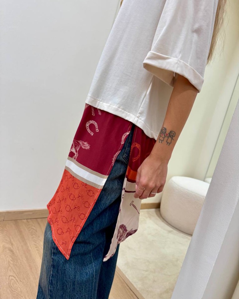 T-shirt burro inserto stampa equestrian Tensione In Shop Online T-shirt burro inserto stampa equestrian Tensione In