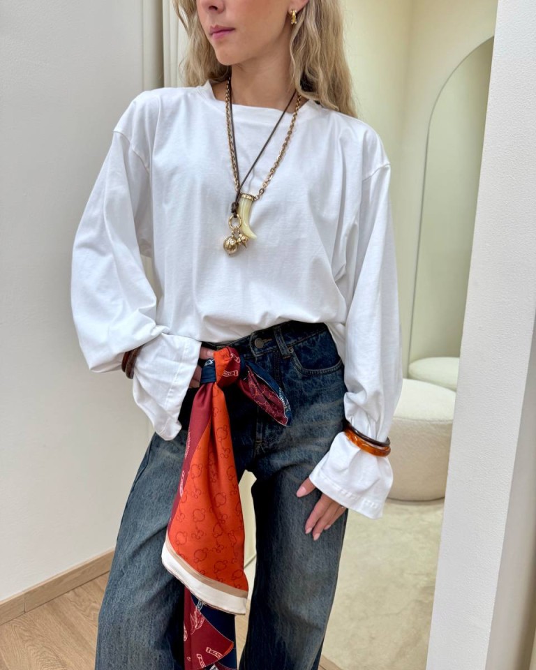 Maglia over maniche ampie con bracciali panna Tensione In Shop Online Maglia over maniche ampie con bracciali panna Tensione In