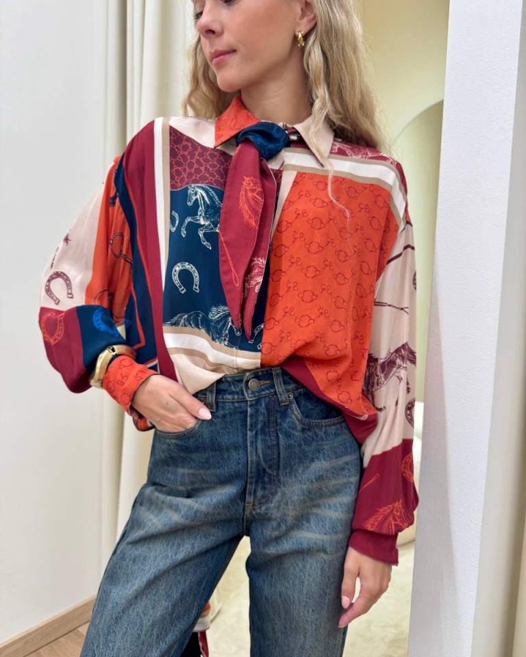 Camicia over fluida fantasia equestrian Tensione In Shop Online Camicia over fluida fantasia equestrian Tensione In