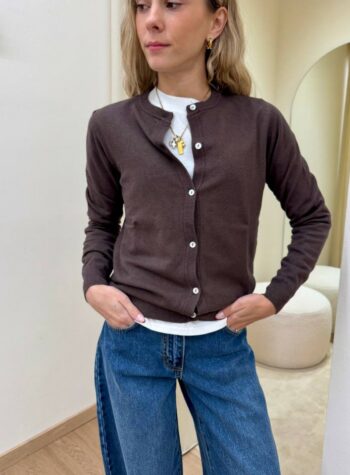 Shop Online Cardigan in maglia rasata moro HaveOne