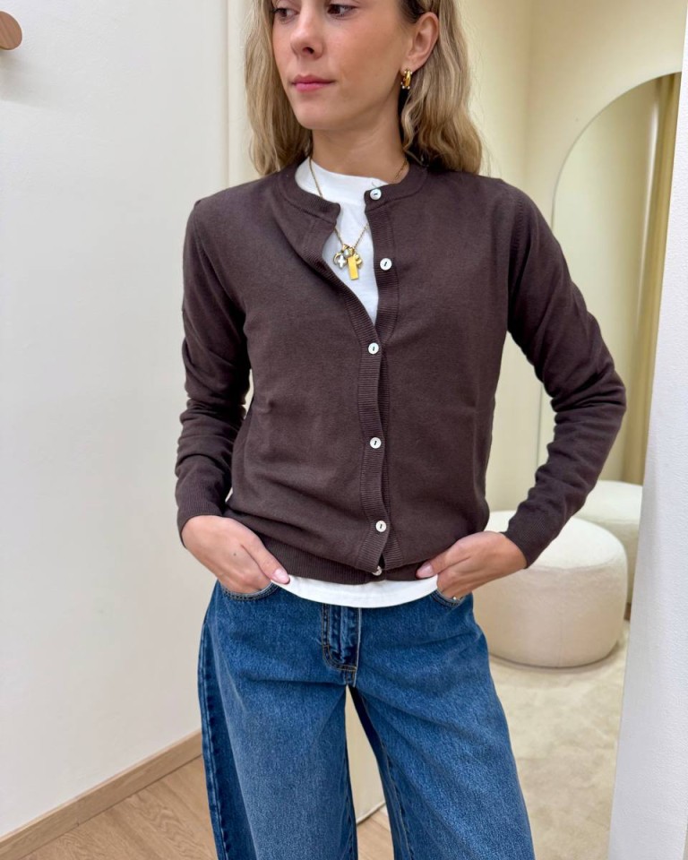 Cardigan in maglia rasata moro HaveOne Shop Online Cardigan in maglia rasata moro HaveOne