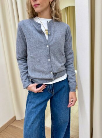 Shop Online Cardigan in maglia rasata grigio mélange HaveOne