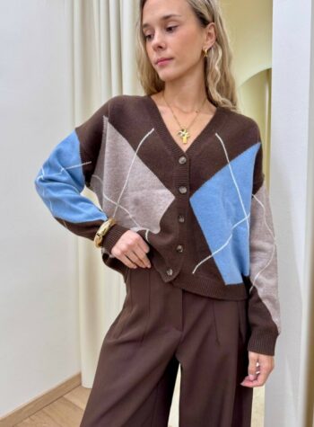 Shop Online Cardigan over rombi moro beige e celeste Vicolo