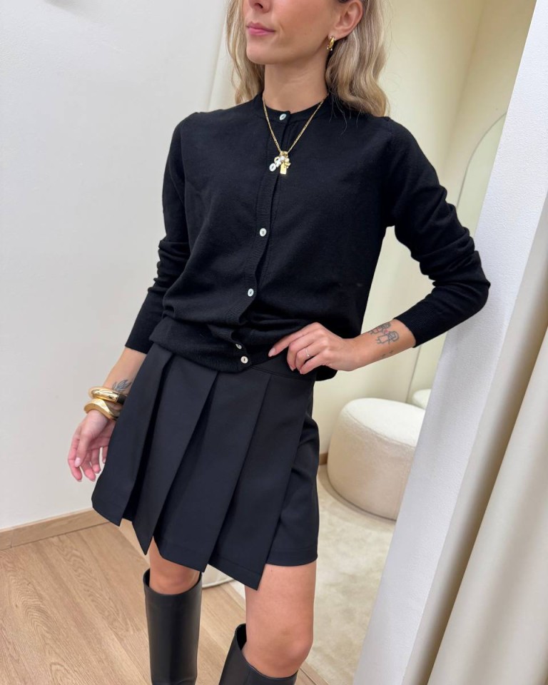 Cardigan in maglia rasata nero HaveOne Shop Online Cardigan in maglia rasata nero HaveOne