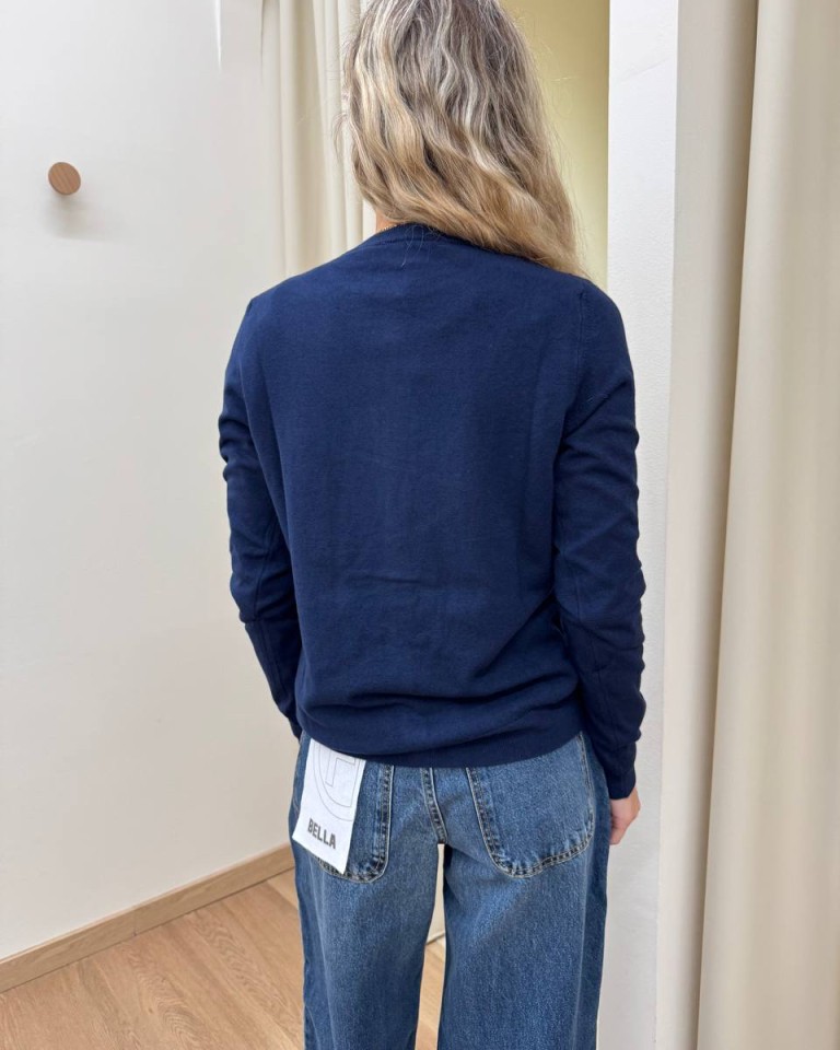 Cardigan in maglia rasata blu HaveOne Shop Online Cardigan in maglia rasata blu HaveOne