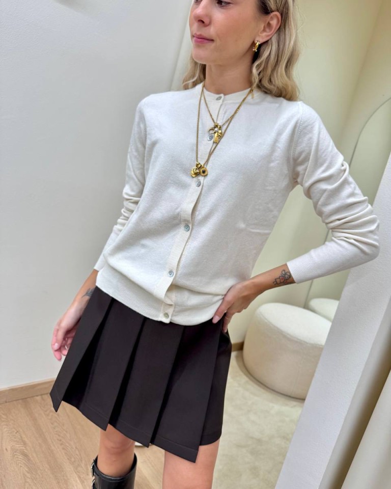 Cardigan in maglia rasata panna HaveOne Shop Online Cardigan in maglia rasata panna HaveOne