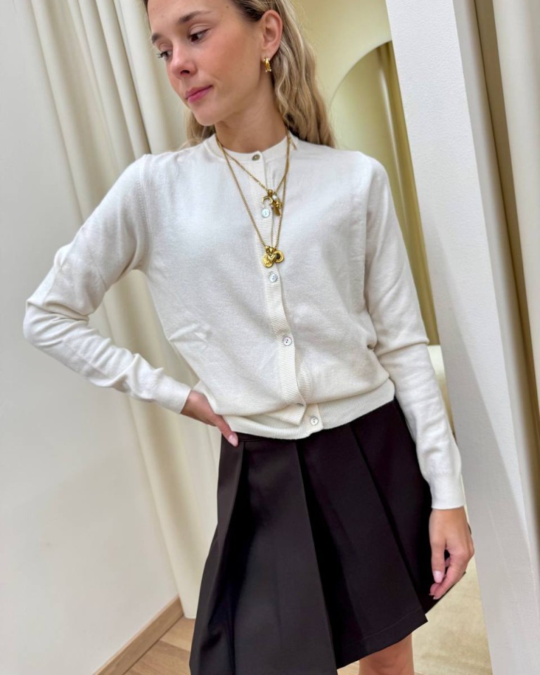 Cardigan in maglia rasata panna HaveOne Shop Online Cardigan in maglia rasata panna HaveOne
