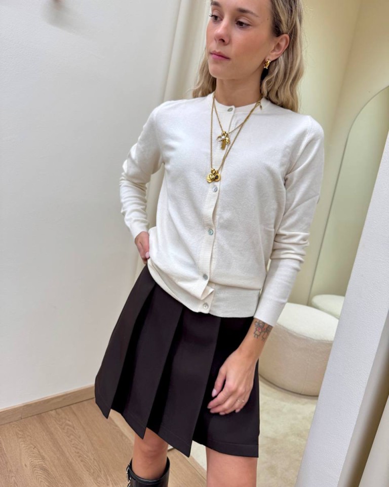 Cardigan in maglia rasata panna HaveOne Shop Online Cardigan in maglia rasata panna HaveOne