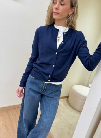 Shop Online Cardigan in maglia rasata blu HaveOne