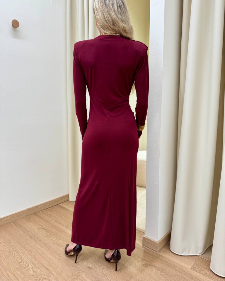 Vestito jersey lungo con nodo bordeaux HaveOne Shop Online Vestito jersey lungo con nodo bordeaux HaveOne