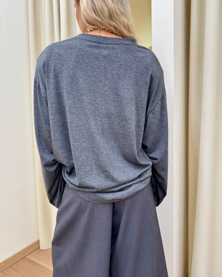 Maglia maniche arricciate grigio antracite Tensione In Shop Online Maglia maniche arricciate grigio antracite Tensione In