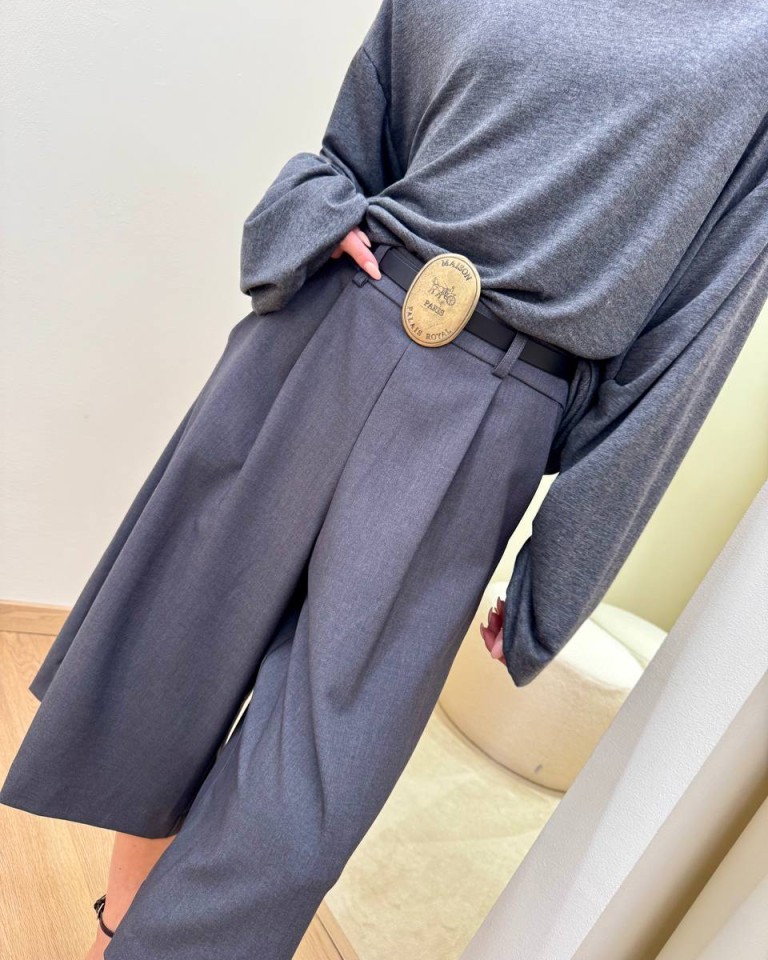 Bermuda con pince e cintura grigio Tensione In Shop Online Bermuda con pince e cintura grigio Tensione In