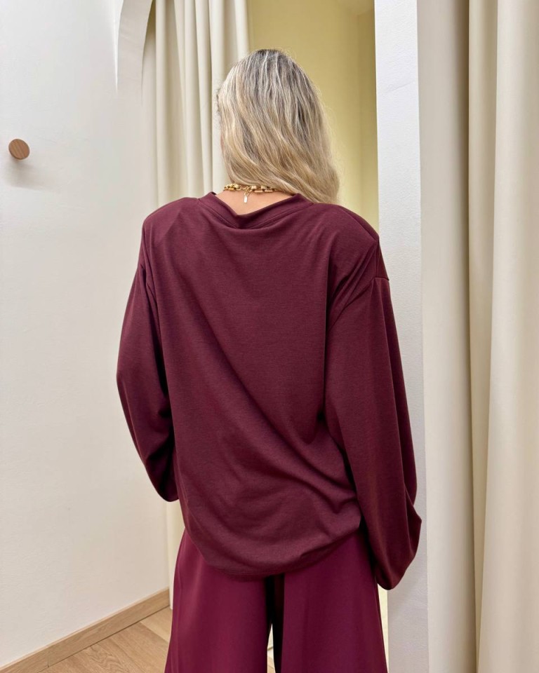 Maglia maniche arricciate bordeaux Tensione In Shop Online Maglia maniche arricciate bordeaux Tensione In