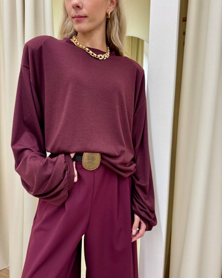 Maglia maniche arricciate bordeaux Tensione In Shop Online Maglia maniche arricciate bordeaux Tensione In