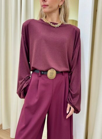 Shop Online Maglia maniche arricciate bordeaux Tensione In