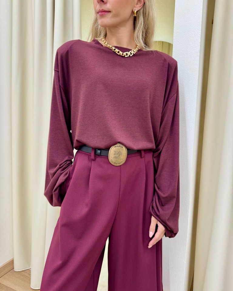 Maglia maniche arricciate bordeaux Tensione In Shop Online Maglia maniche arricciate bordeaux Tensione In