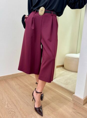 Shop Online Bermuda con pince e cintura bordeaux Tensione In
