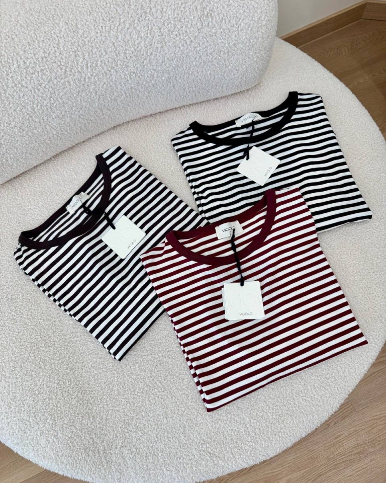 Maglia scatoletta righe panna e moro Vicolo Shop Online Maglia scatoletta righe panna e moro Vicolo