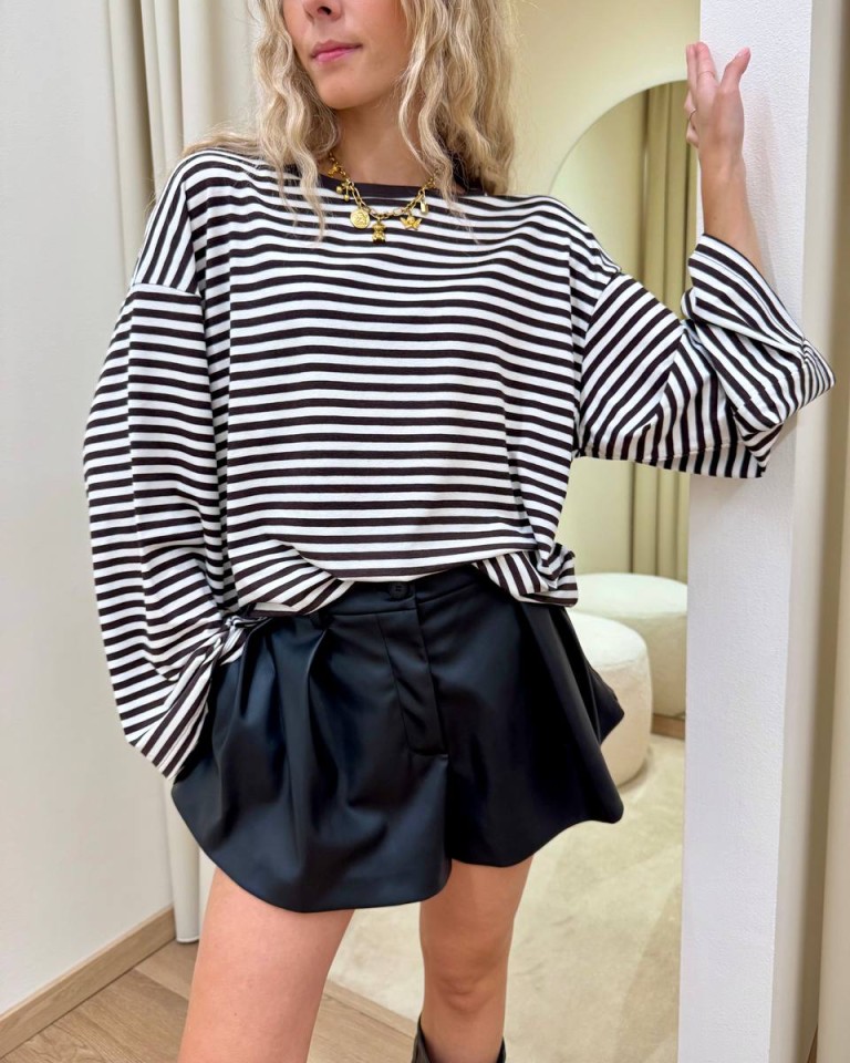 Maglia scatoletta righe panna e moro Vicolo Shop Online Maglia scatoletta righe panna e moro Vicolo