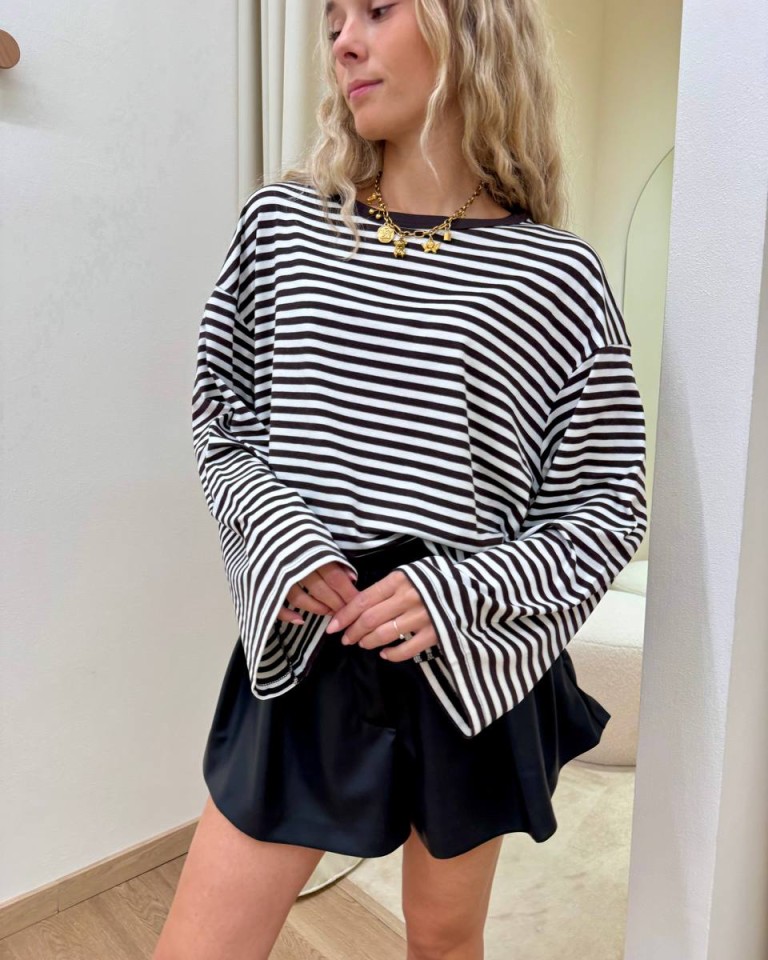 Maglia scatoletta righe panna e moro Vicolo Shop Online Maglia scatoletta righe panna e moro Vicolo