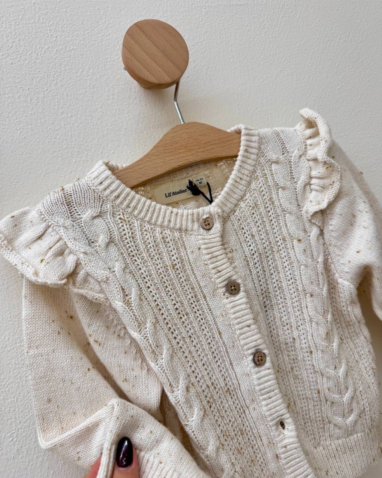 Cardigan trecce e rouches panna Lil'Atelier Shop Online Cardigan trecce e rouches panna Lil'Atelier