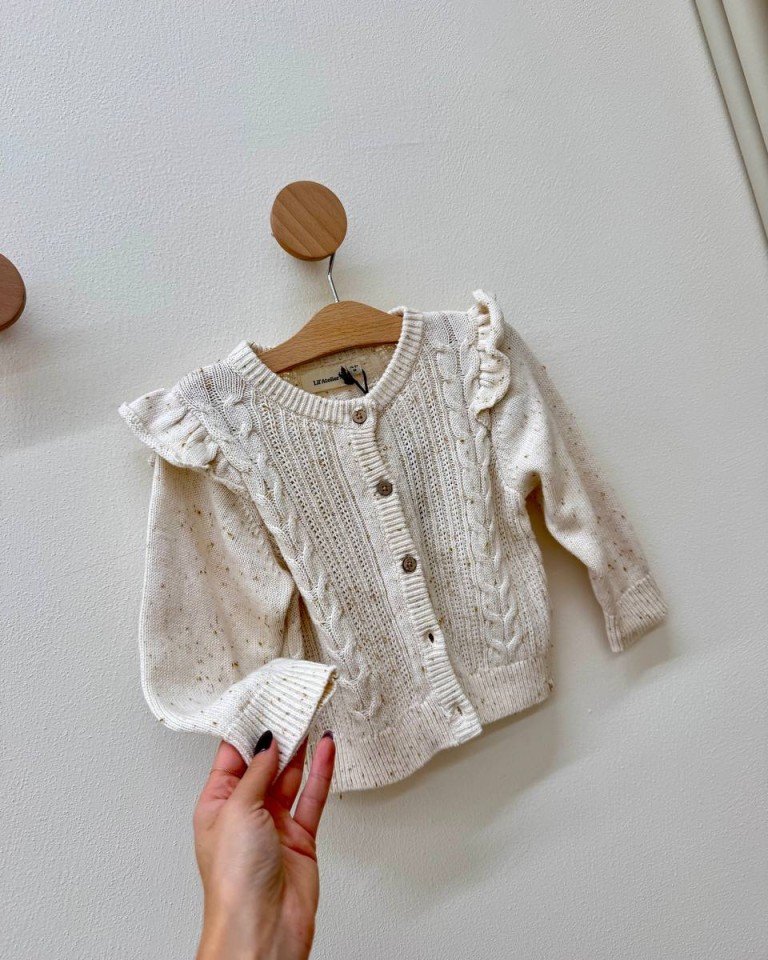 Cardigan trecce e rouches panna Lil'Atelier Shop Online Cardigan trecce e rouches panna Lil'Atelier