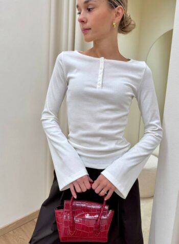 Shop Online Maglia a costine scollo barchetta panna Vicolo