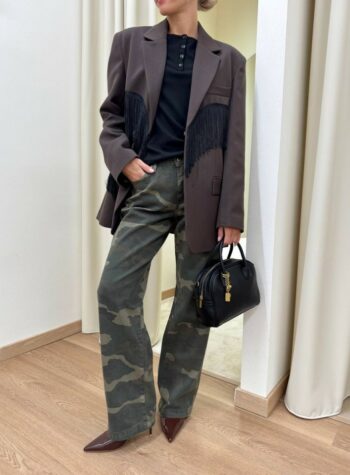 Shop Online Giacca over con frange moro Vicolo