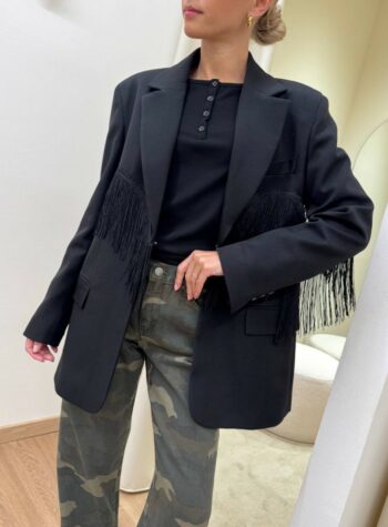 Shop Online Giacca over con frange nera Vicolo