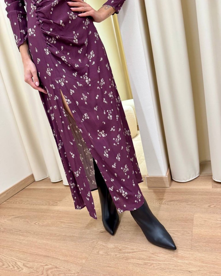 Vestito midi a fiori bordeaux Mar De Margaritas Shop Online Vestito midi a fiori bordeaux Mar De Margaritas