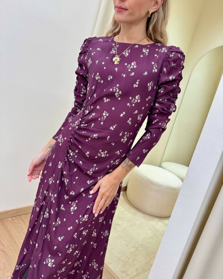 Vestito midi a fiori bordeaux Mar De Margaritas Shop Online Vestito midi a fiori bordeaux Mar De Margaritas