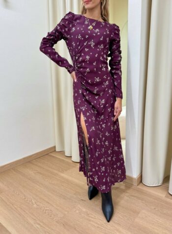 Shop Online Vestito midi a fiori bordeaux Mar De Margaritas