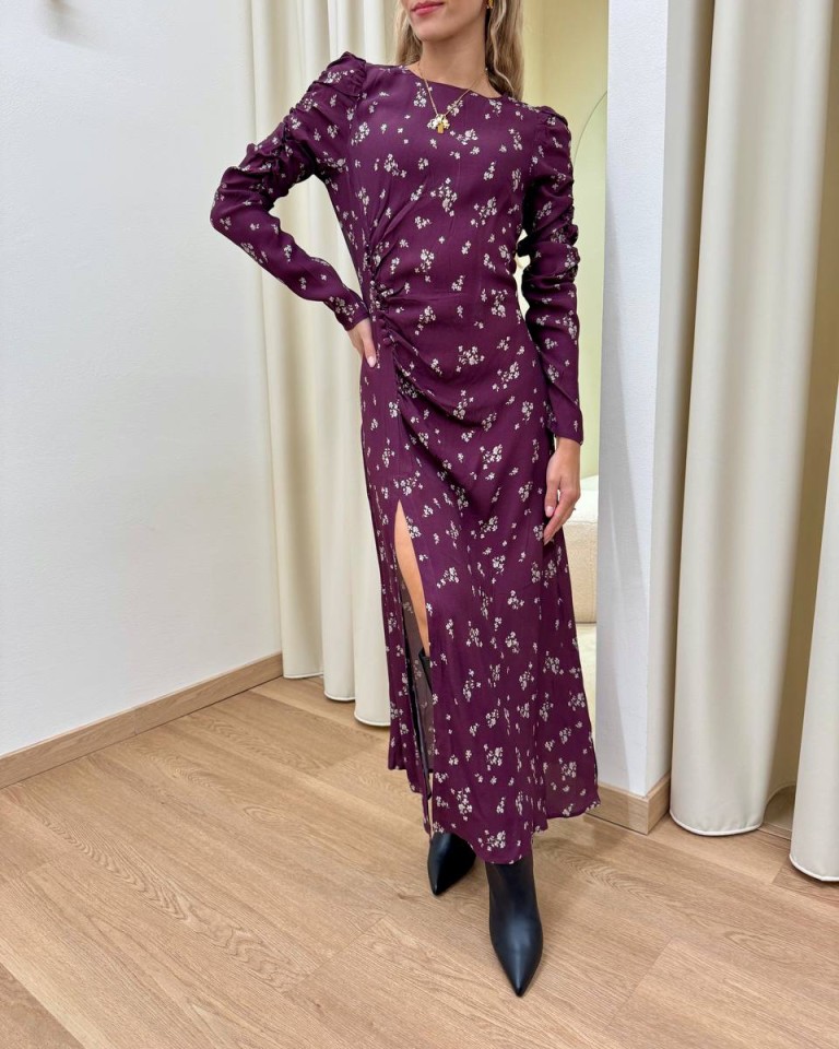 Vestito midi a fiori bordeaux Mar De Margaritas Shop Online Vestito midi a fiori bordeaux Mar De Margaritas