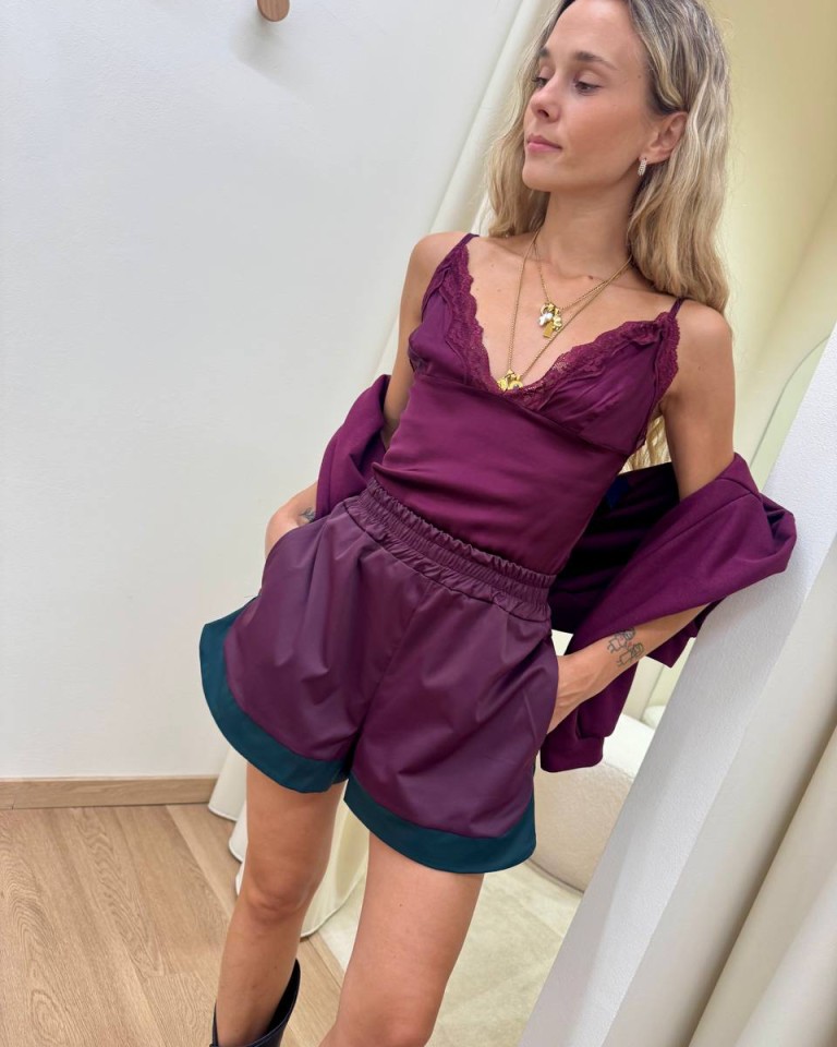 Body raso e pizzo prugna HaveOne Shop Online Body raso e pizzo prugna HaveOne