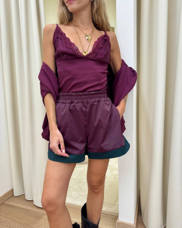 Body raso e pizzo prugna HaveOne Shop Online Body raso e pizzo prugna HaveOne