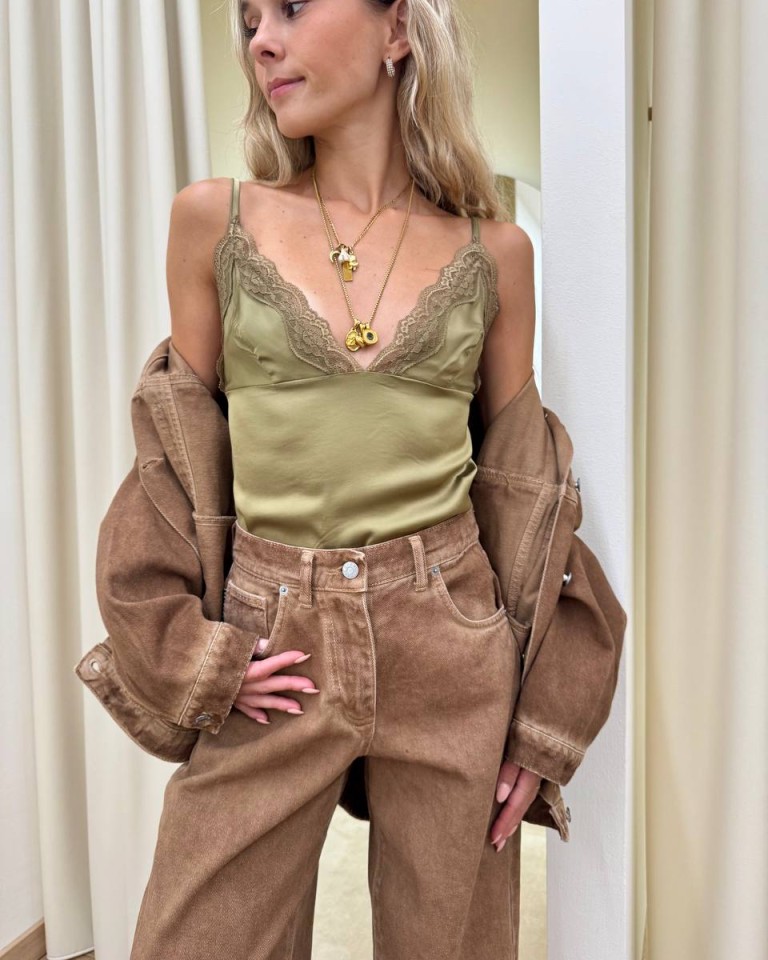 Body raso e pizzo verde olio HaveOne Shop Online Body raso e pizzo verde olio HaveOne