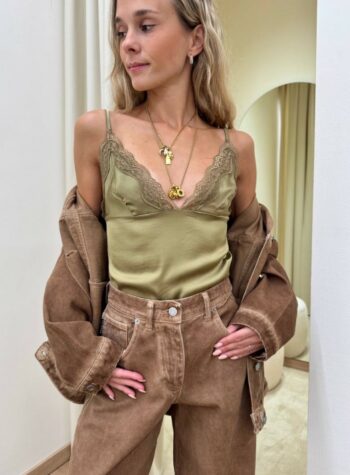 Shop Online Body raso e pizzo verde olio HaveOne